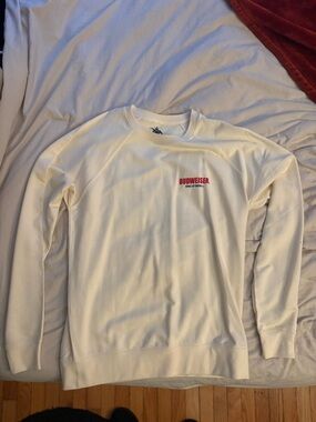 Budweiser Cream Crewneck Sweatshirt with Red Logo